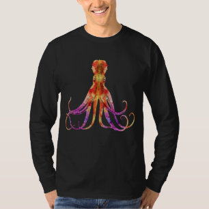 Vintage Tie Dye Octopus Red Purple Orange Colourfu T-Shirt