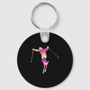Vintage Tie Dye Snow Ski Lover Graphic Art Print S Key Ring