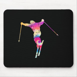 Vintage Tie Dye Snow Ski Lover Graphic Art Print S Mouse Mat