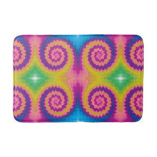 Vintage tie dye swirl retro groovy funky pattern bath mat