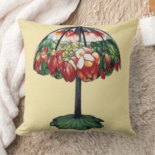 Vintage Tiffany Art Nouveau Red Lotus Floral Cushion