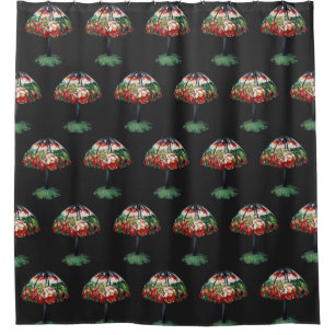 Vintage Tiffany Art Nouveau Red Lotus Floral Shower Curtain