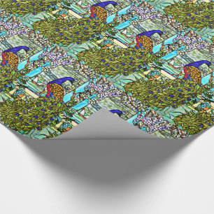 Vintage Tiffany Stained Glass Peacock Wrapping Paper
