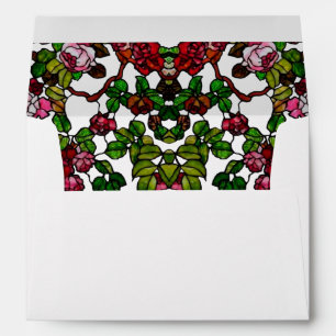 Vintage Tiffany Stained Glass Pink and red Roses  Envelope