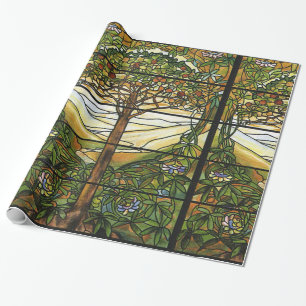 Vintage Tiffany Stained Glass Window Tree of Life Wrapping Paper