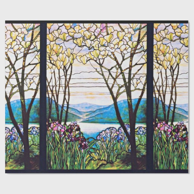 Vintage Tiffany Stained Glass Window Wrapping Paper (Flat)