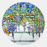 Vintage Tiffany Stained Glass Wisteria Floral Art