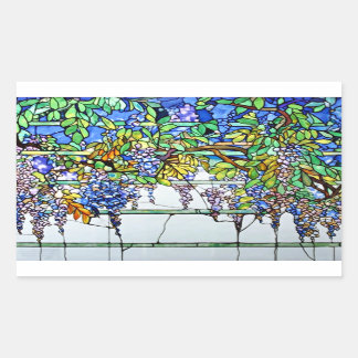 Vintage Tiffany Stained Glass Wisteria Floral Rectangular Sticker