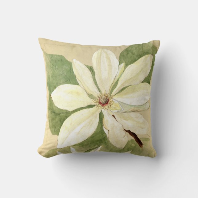 Vintage Tiffany Umbrella Magnolia Flower Study Cushion (Front)