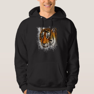 Vintage Tiger Face Stylish Splash Paint Retro Gra Hoodie
