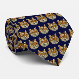 Vintage Tiger Head Navy Blue BG Tie