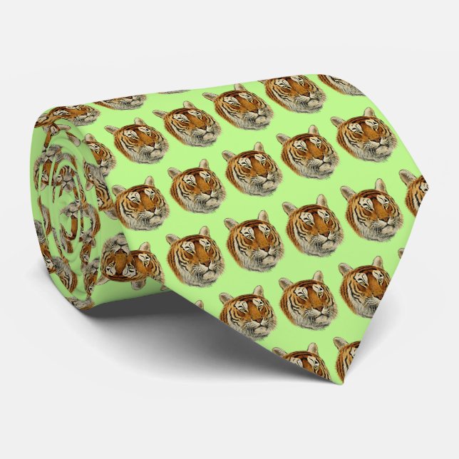 Vintage Tiger Head Pistachio Green BG Tie (Rolled)
