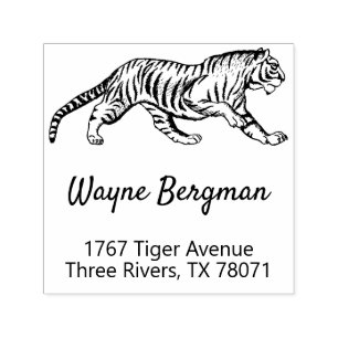 Vintage Tiger Illustration Return Address Self-inking Stamp