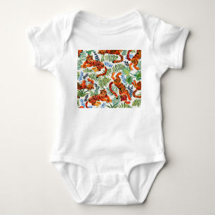 Vintage Tiger Jungle Watercolor Baby Bodysuit