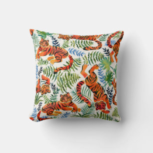Vintage Tiger Jungle Watercolor Cushion