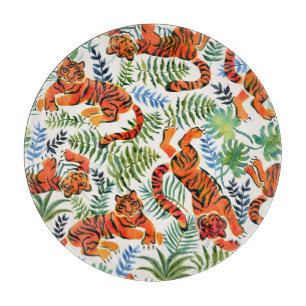 Vintage Tiger Jungle Watercolor Cutting Board