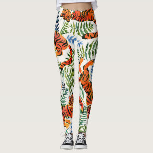 Vintage Tiger Jungle Watercolor Leggings