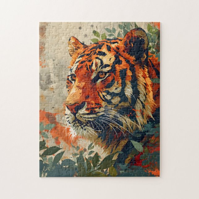 Vintage Tiger: Majestic Nostalgia Jigsaw Puzzle (Vertical)