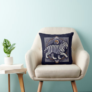 Vintage Tiger Navy Blue Cushion