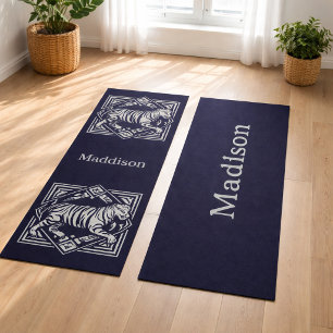 Vintage Tiger Navy Blue Yoga Mat
