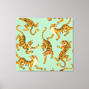 Vintage Tiger Print Seamless Pattern