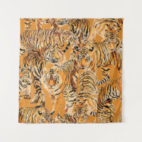 Vintage Tiger Safari Wildlife Pattern