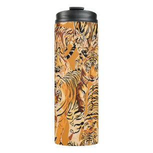 Vintage Tiger Safari Wildlife Pattern Thermal Tumbler