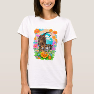 Vintage Tiger with flowers T-Shirt