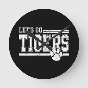 Vintage Tigers School Sports Name Retro Round Clock
