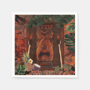 Vintage Tiki Aloha Hawaiian Luau Birthday Party Napkin