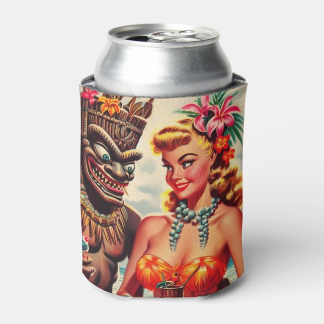Vintage Tiki Pin-up Can Cooler (Can Front)