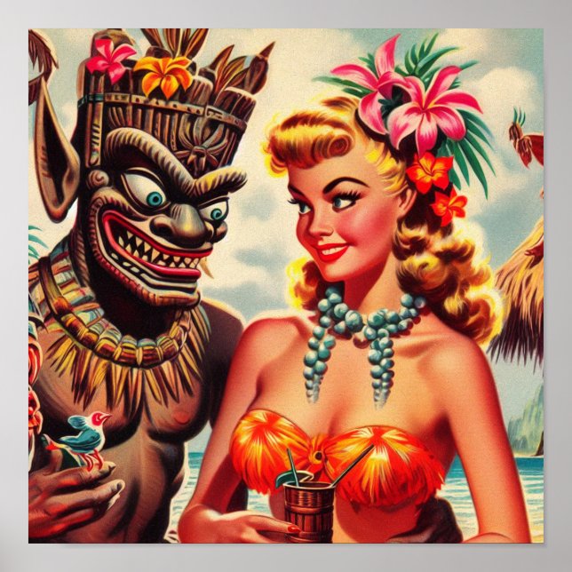 Vintage Tiki Pin-up Poster (Front)