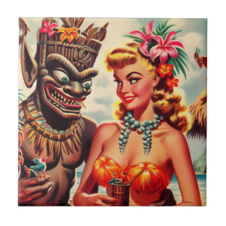 Vintage Tiki Pin-up Tile