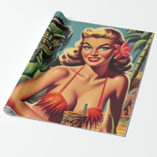 Vintage Tiki Pin Up Wrapping Paper