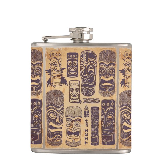 Vintage Tiki Set Hip Flask (Front)