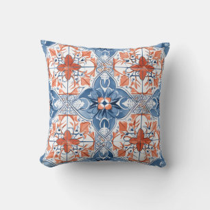 Vintage Tile Floral Personalised Cushion
