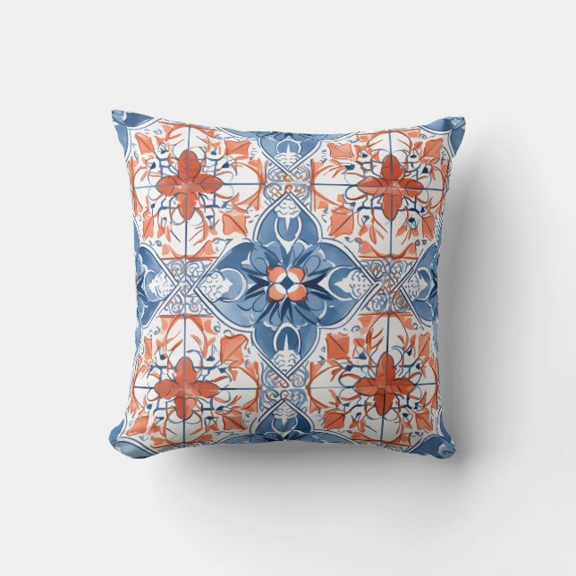 Vintage Tile Floral Personalised Cushion (Front)