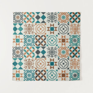 vintage tile pattern. Vintage illustration Tapestry