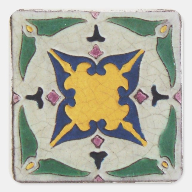 Vintage Tile Square Sticker (Front)