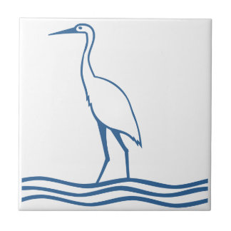 Vintage Tile Trivet Blue Heron Sea Water Bird
