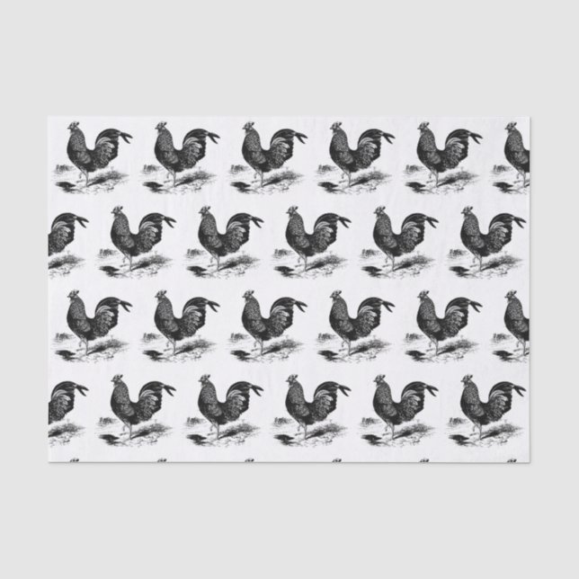 Vintage tiled rooster party tissue paper (Front)