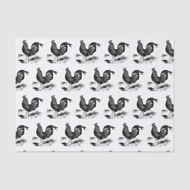 Vintage tiled rooster party tissue tissue paper (Front)
