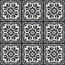 Vintage Tiles, Black and White, Old Tile Pattern