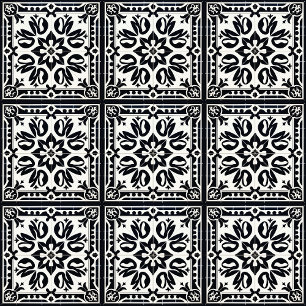 Vintage Tiles, Black and White, Old Tile Pattern