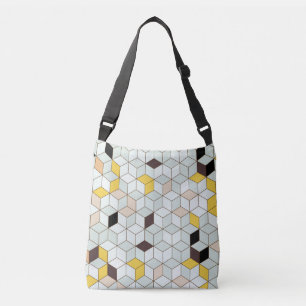 Vintage tiles, geometric black white pattern. crossbody bag