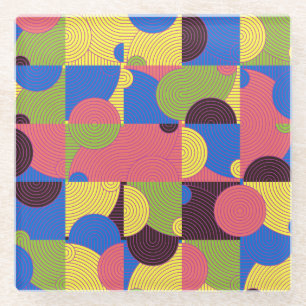 Vintage Tiles Retro 1960s Pattern Glass Coaster