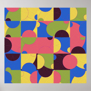 Vintage Tiles Retro 1960s Pattern Poster