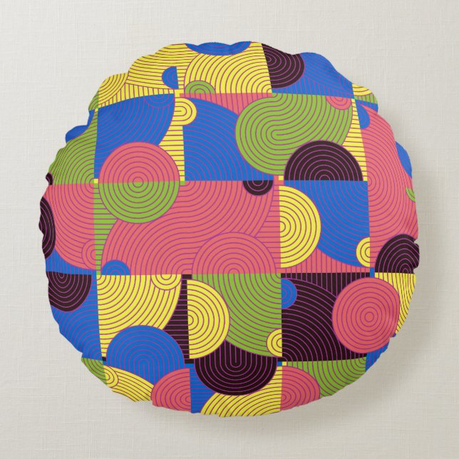 Vintage Tiles Retro 1960s Pattern Round Cushion (Front)