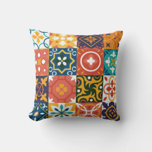 Vintage tiles Vintage background. Traditional geom Cushion