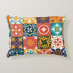 Vintage tiles Vintage background. Traditional geom Decorative Cushion